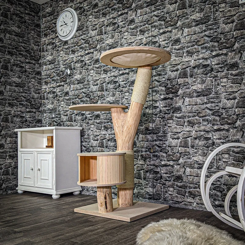 Naturkratzbaum 3031 Kratzbaum Natur Holz Design 130 cm hoch Katzenbaum
