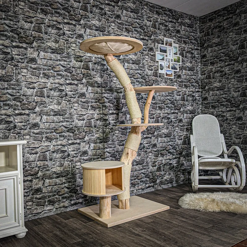Naturkratzbaum 3030 Kratzbaum Natur Holz Design 160 cm hoch Katzenbaum