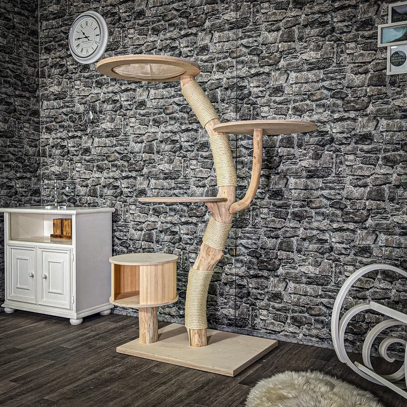 Naturkratzbaum 3030 Kratzbaum Natur Holz Design 160 cm hoch Katzenbaum