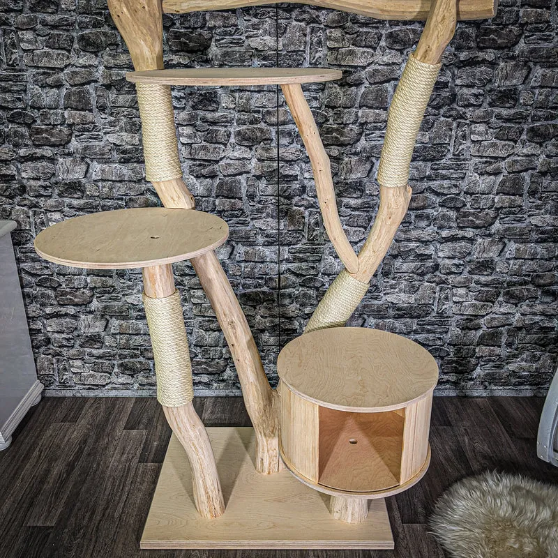 Naturkratzbaum 3029 Kratzbaum Natur Holz Design 220 cm hoch Katzenbaum