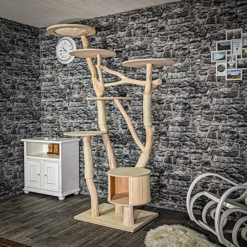 Naturkratzbaum 3029 Kratzbaum Natur Holz Design 220 cm hoch Katzenbaum