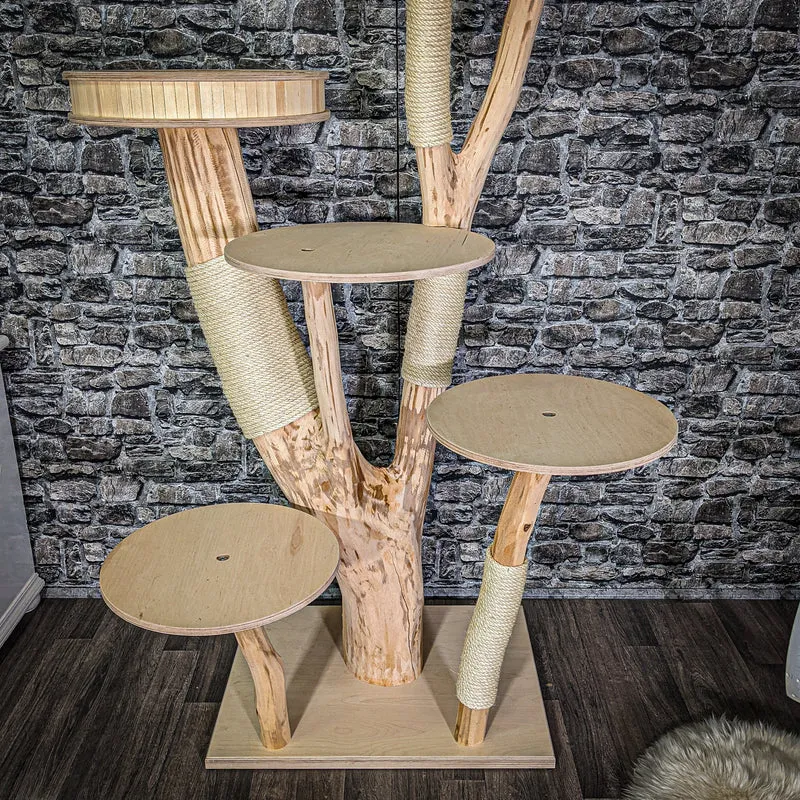 Naturkratzbaum 3028 Kratzbaum Natur Holz Design 200 cm hoch Katzenbaum