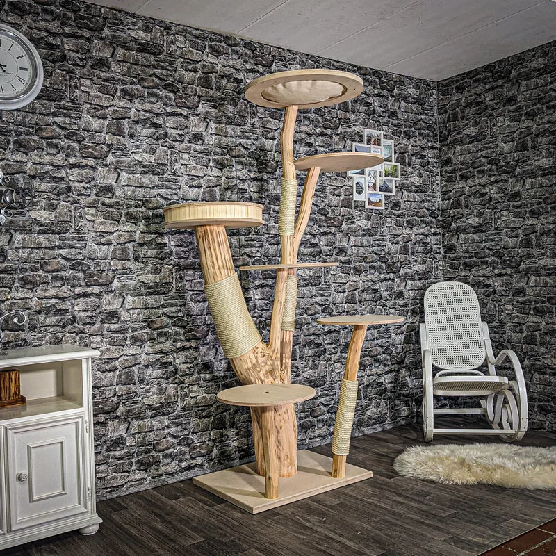 Naturkratzbaum 3028 Kratzbaum Natur Holz Design 200 cm hoch Katzenbaum