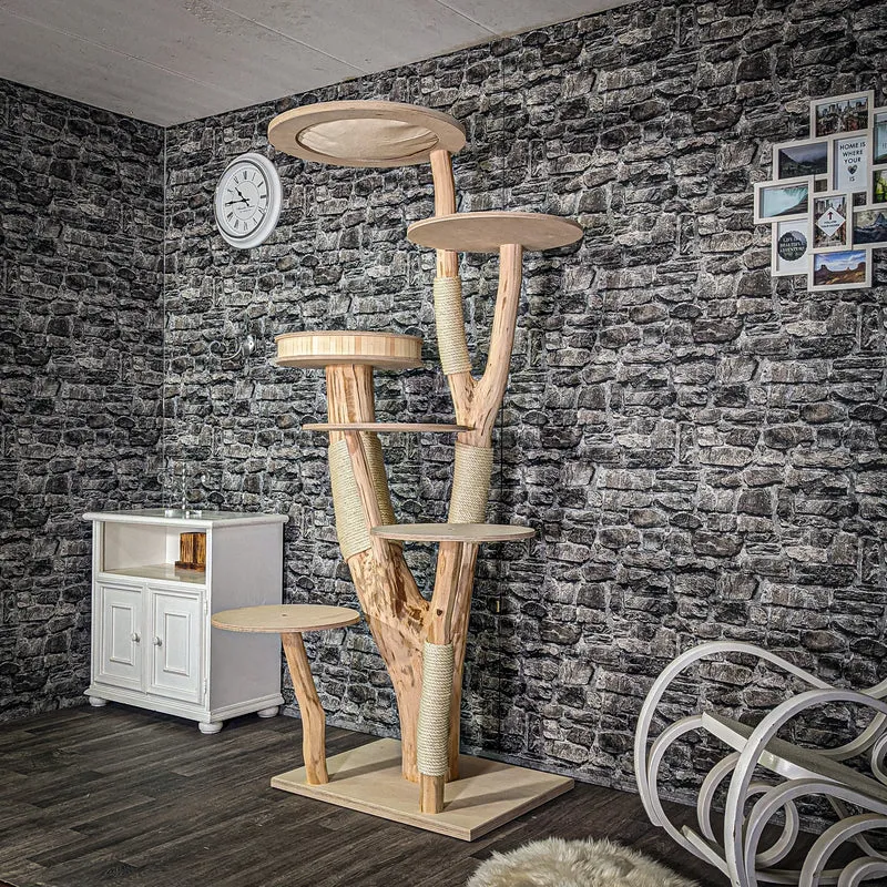 Naturkratzbaum 3028 Kratzbaum Natur Holz Design 200 cm hoch Katzenbaum