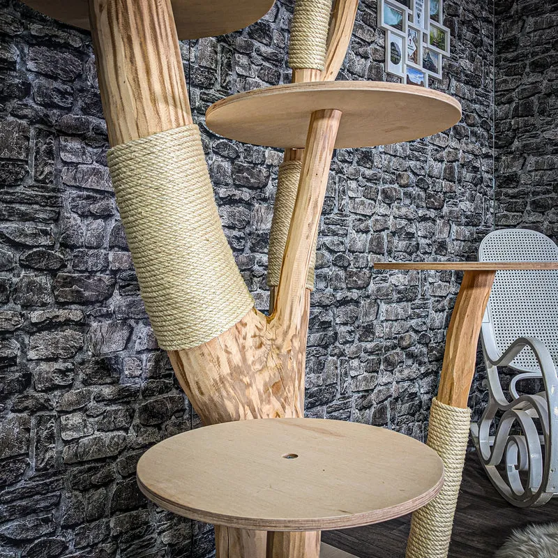 Naturkratzbaum 3028 Kratzbaum Natur Holz Design 200 cm hoch Katzenbaum