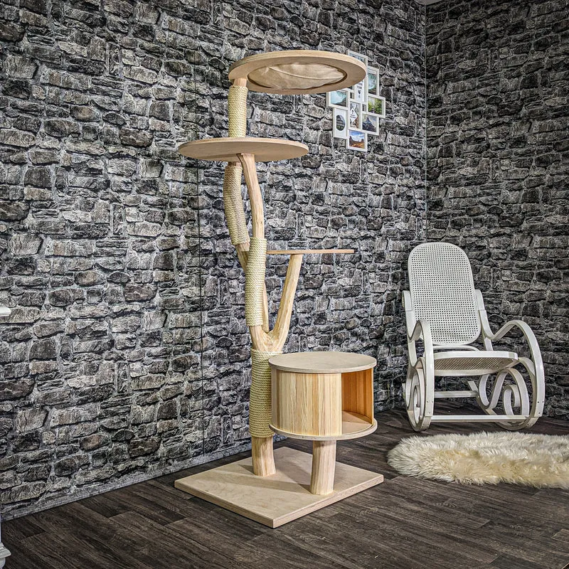 Naturkratzbaum 3027 Kratzbaum Natur Holz Design 170 cm hoch Katzenbaum