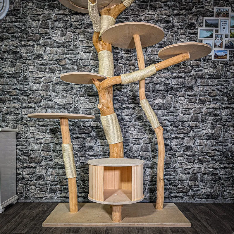 Naturkratzbaum 3026 Kratzbaum Natur Holz Design 226 cm hoch Katzenbaum