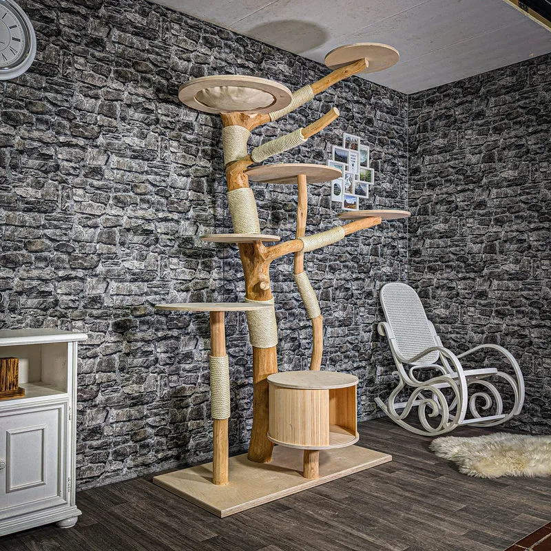 Naturkratzbaum 3026 Kratzbaum Natur Holz Design 226 cm hoch Katzenbaum