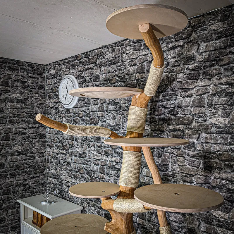 Naturkratzbaum 3026 Kratzbaum Natur Holz Design 226 cm hoch Katzenbaum