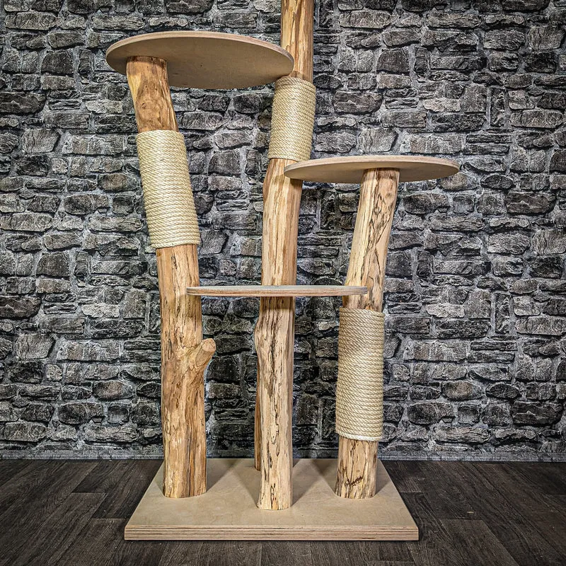 Naturkratzbaum 3024 Kratzbaum Natur Holz Design 145 cm hoch Katzenbaum