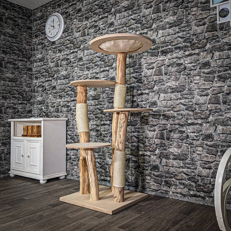 Naturkratzbaum 3024 Kratzbaum Natur Holz Design 145 cm hoch Katzenbaum
