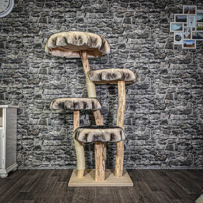 Naturkratzbaum 3020 Kratzbaum Natur Holz Design 144 cm hoch Katzenbaum