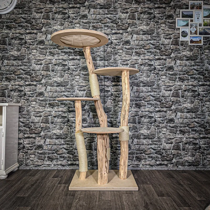 Naturkratzbaum 3020 Kratzbaum Natur Holz Design 144 cm hoch Katzenbaum