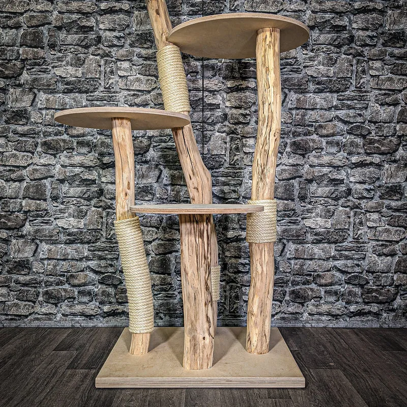 Naturkratzbaum 3020 Kratzbaum Natur Holz Design 144 cm hoch Katzenbaum