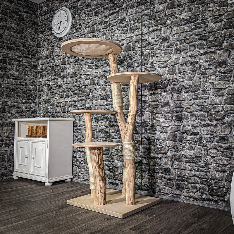 Naturkratzbaum 3020 Kratzbaum Natur Holz Design 144 cm hoch Katzenbaum