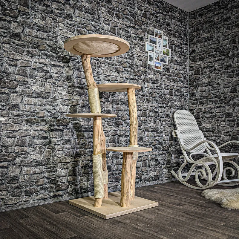 Naturkratzbaum 3020 Kratzbaum Natur Holz Design 144 cm hoch Katzenbaum