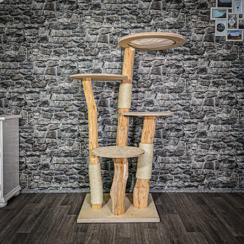 Naturkratzbaum 3019 Kratzbaum Natur Holz Design 144 cm hoch Katzenbaum
