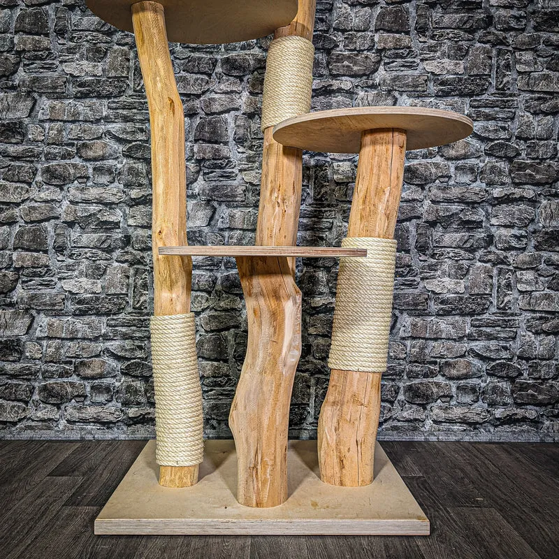 Naturkratzbaum 3019 Kratzbaum Natur Holz Design 144 cm hoch Katzenbaum