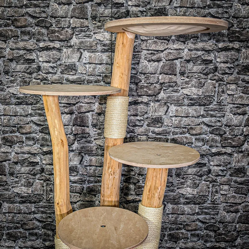 Naturkratzbaum 3019 Kratzbaum Natur Holz Design 144 cm hoch Katzenbaum