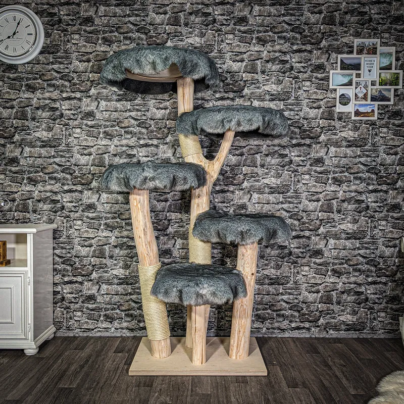 Naturkratzbaum 3017 Kratzbaum Natur Holz Design 175 cm hoch Katzenbaum