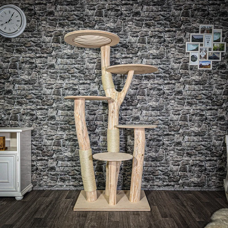 Naturkratzbaum 3017 Kratzbaum Natur Holz Design 175 cm hoch Katzenbaum