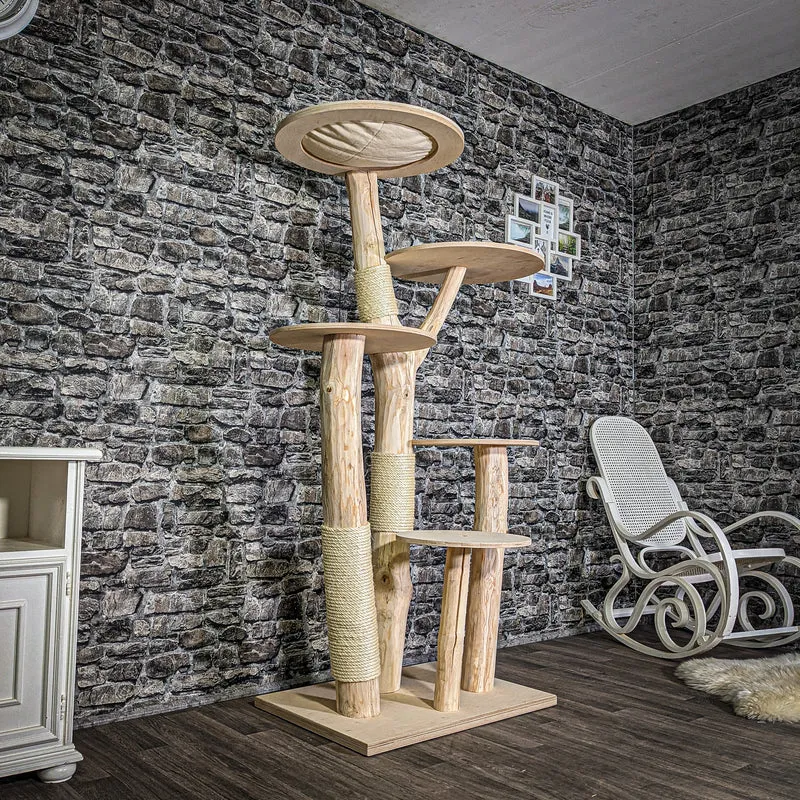 Naturkratzbaum 3017 Kratzbaum Natur Holz Design 175 cm hoch Katzenbaum