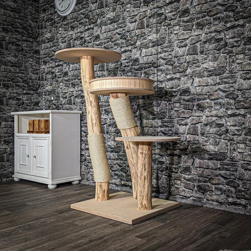 Naturkratzbaum 3016 Kratzbaum Natur Holz Design 122 cm hoch Katzenbaum