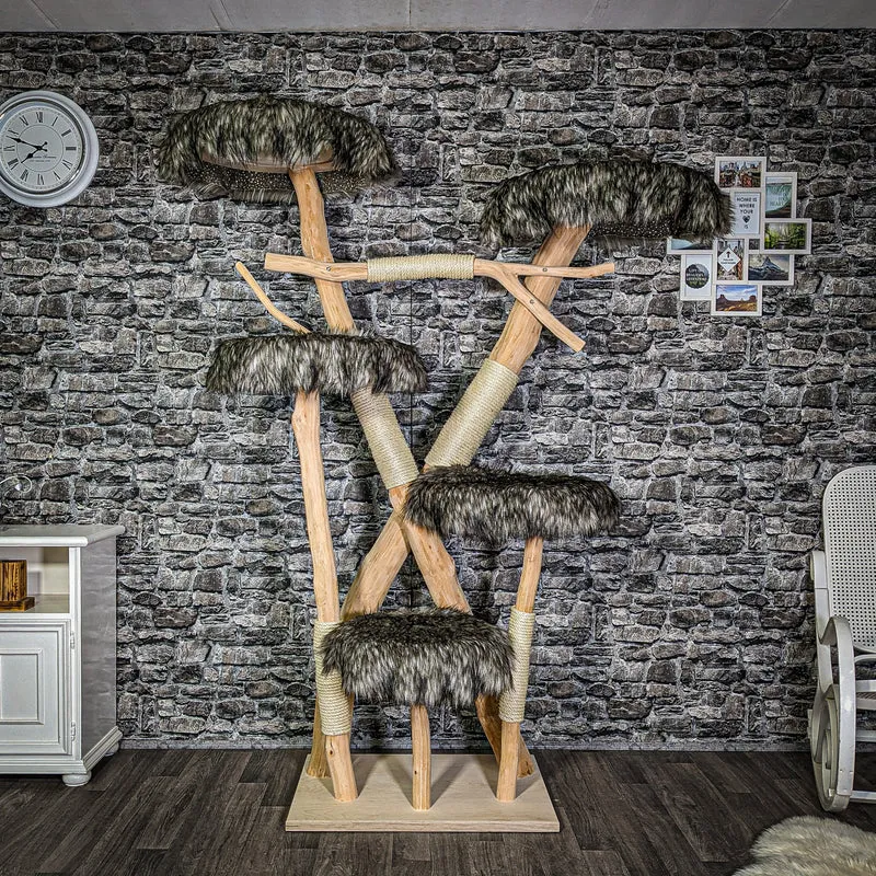 Naturkratzbaum 3015 Kratzbaum Natur Holz Design 205 cm hoch Katzenbaum