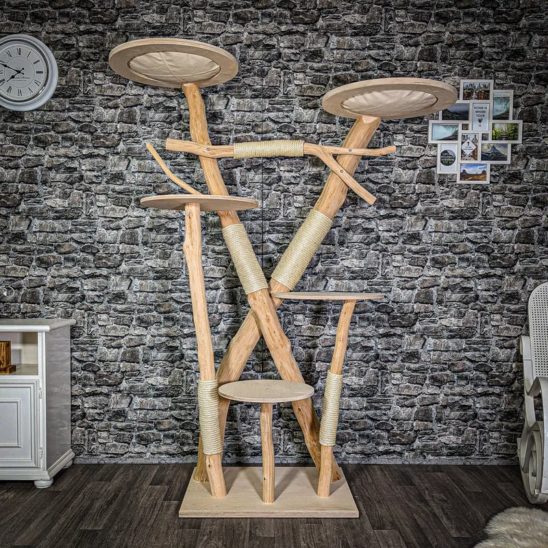 Naturkratzbaum 3015 Kratzbaum Natur Holz Design 205 cm hoch Katzenbaum