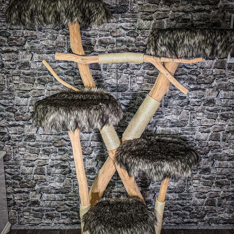 Naturkratzbaum 3015 Kratzbaum Natur Holz Design 205 cm hoch Katzenbaum