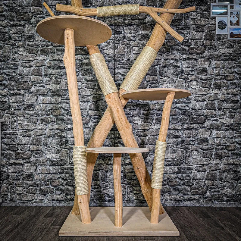 Naturkratzbaum 3015 Kratzbaum Natur Holz Design 205 cm hoch Katzenbaum