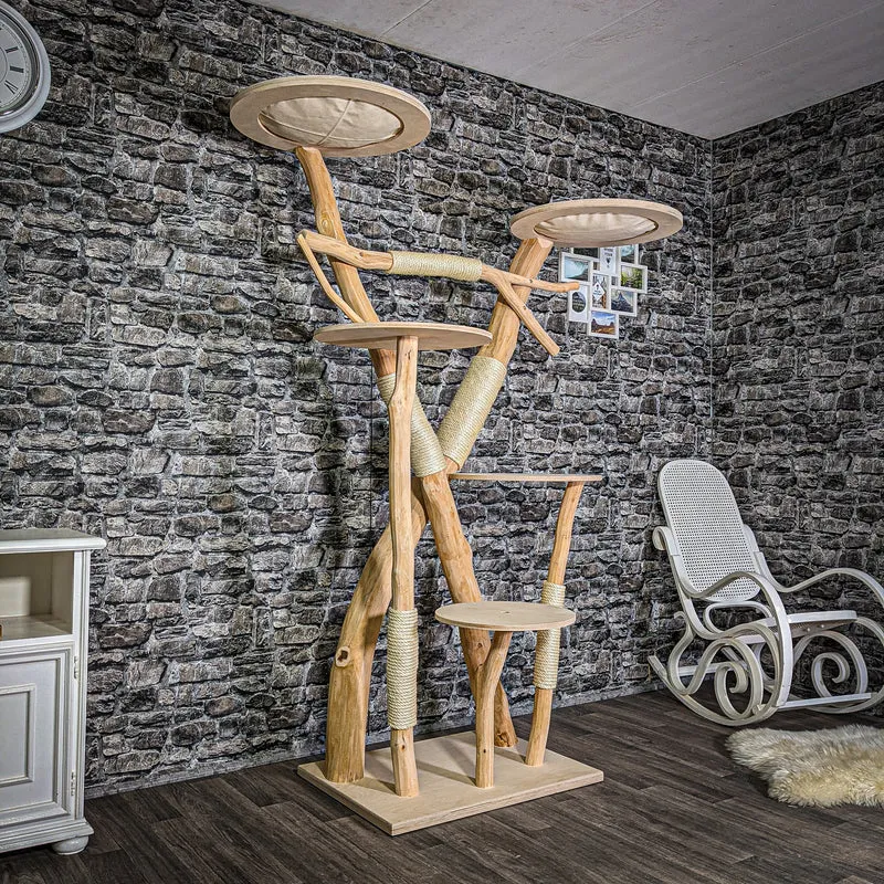 Naturkratzbaum 3015 Kratzbaum Natur Holz Design 205 cm hoch Katzenbaum