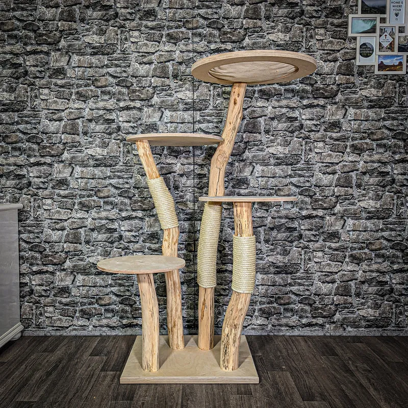 Naturkratzbaum 3013 Kratzbaum Natur Holz Design 144 cm hoch Katzenbaum