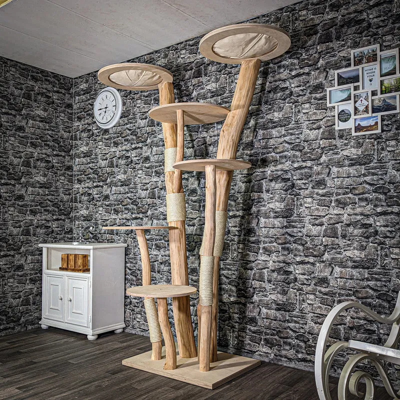Naturkratzbaum 3009 Kratzbaum Natur Holz Design 212 cm hoch Katzenbaum