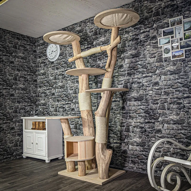 Naturkratzbaum 3007 Kratzbaum Natur Holz Design 205 cm hoch Katzenbaum