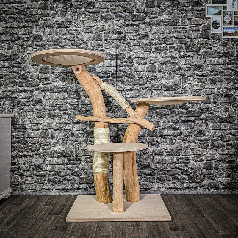 Naturkratzbaum 3006 Kratzbaum Natur Holz Design 125 cm hoch Katzenbaum
