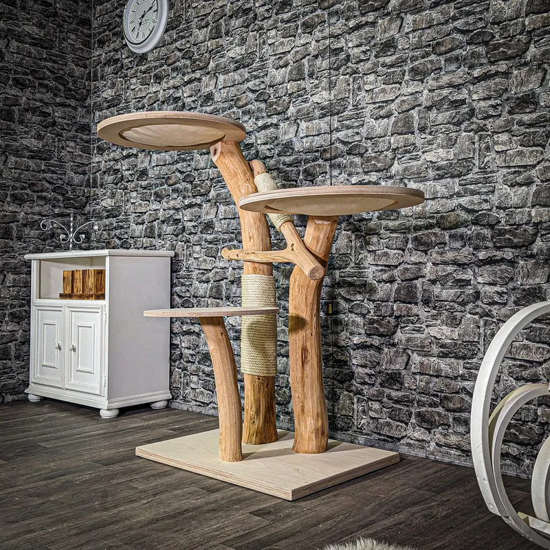 Naturkratzbaum 3006 Kratzbaum Natur Holz Design 125 cm hoch Katzenbaum