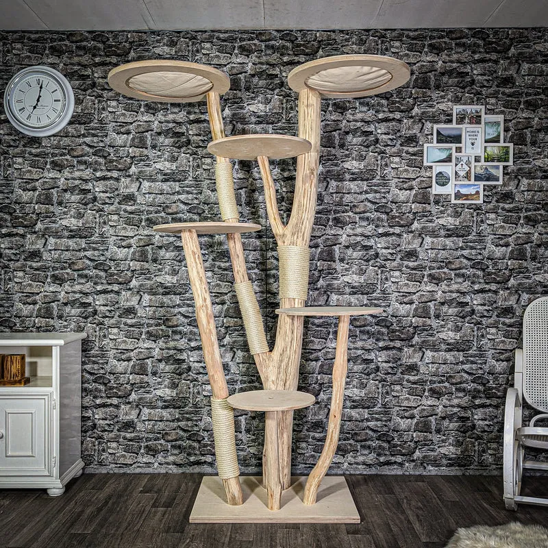 Naturkratzbaum 3005 Kratzbaum Natur Holz Design 205 cm hoch Katzenbaum