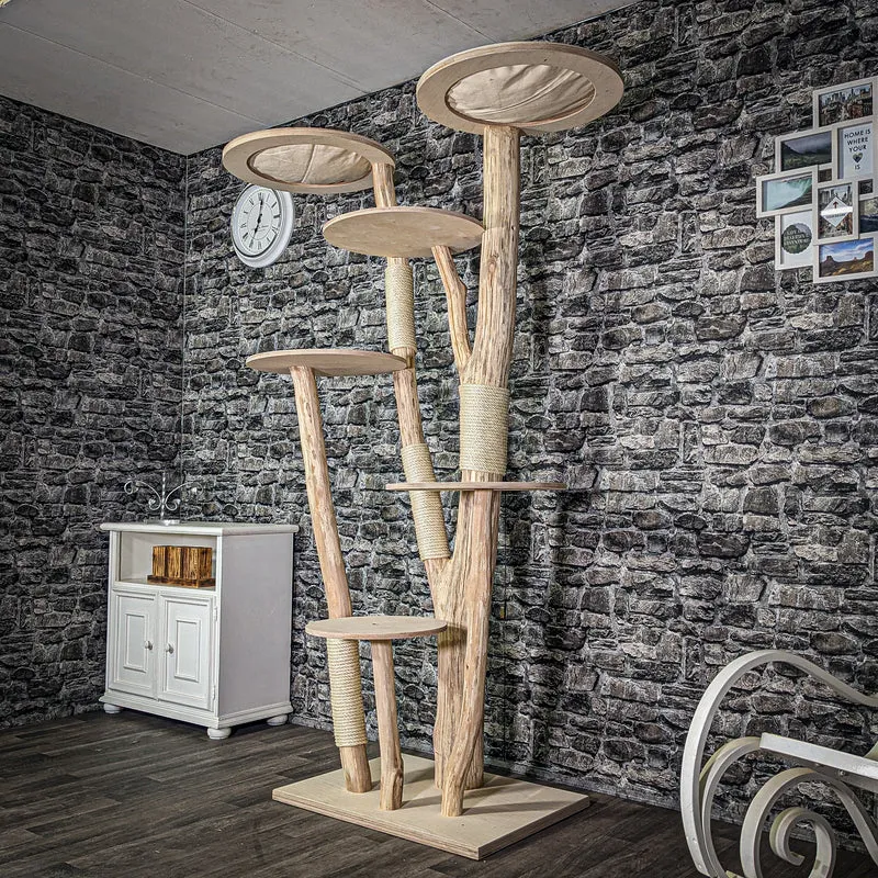Naturkratzbaum 3005 Kratzbaum Natur Holz Design 205 cm hoch Katzenbaum