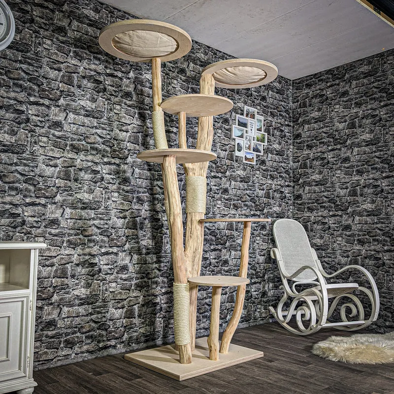 Naturkratzbaum 3005 Kratzbaum Natur Holz Design 205 cm hoch Katzenbaum