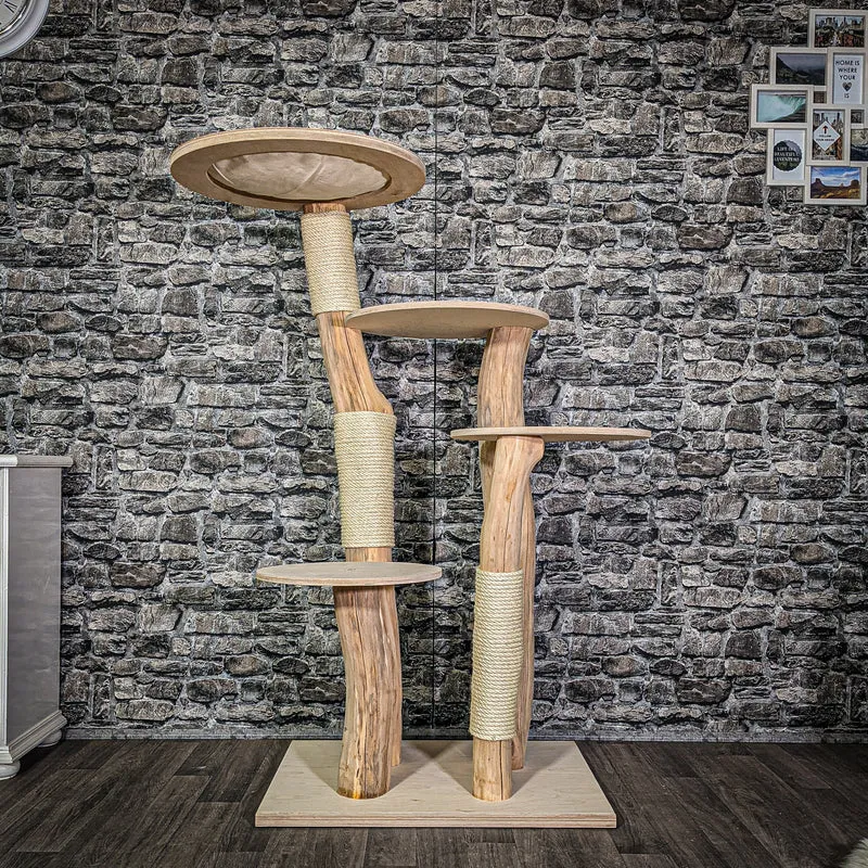 Naturkratzbaum 3003 Kratzbaum Natur Holz Design 145 cm hoch Katzenbaum