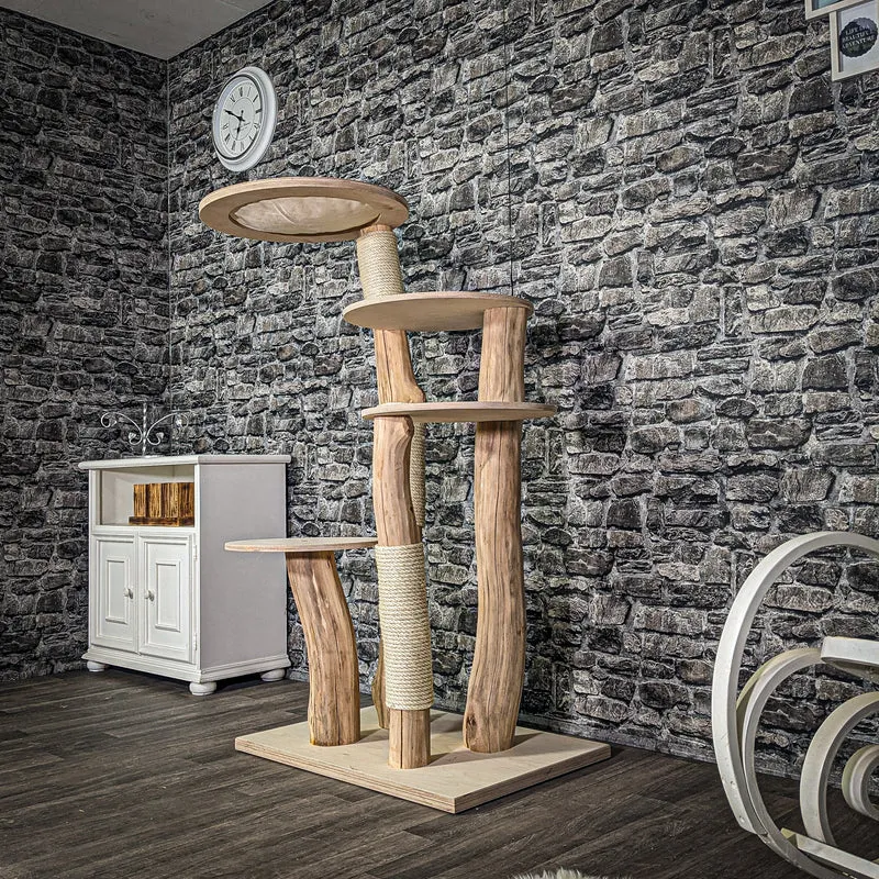 Naturkratzbaum 3003 Kratzbaum Natur Holz Design 145 cm hoch Katzenbaum