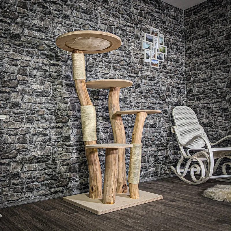 Naturkratzbaum 3003 Kratzbaum Natur Holz Design 145 cm hoch Katzenbaum