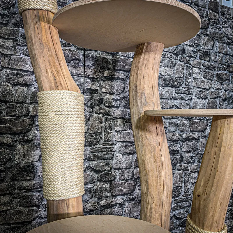 Naturkratzbaum 3003 Kratzbaum Natur Holz Design 145 cm hoch Katzenbaum