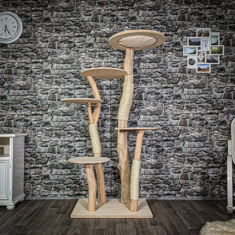 Naturkratzbaum 2999 Kratzbaum Natur Holz Design 175 cm hoch Katzenbaum