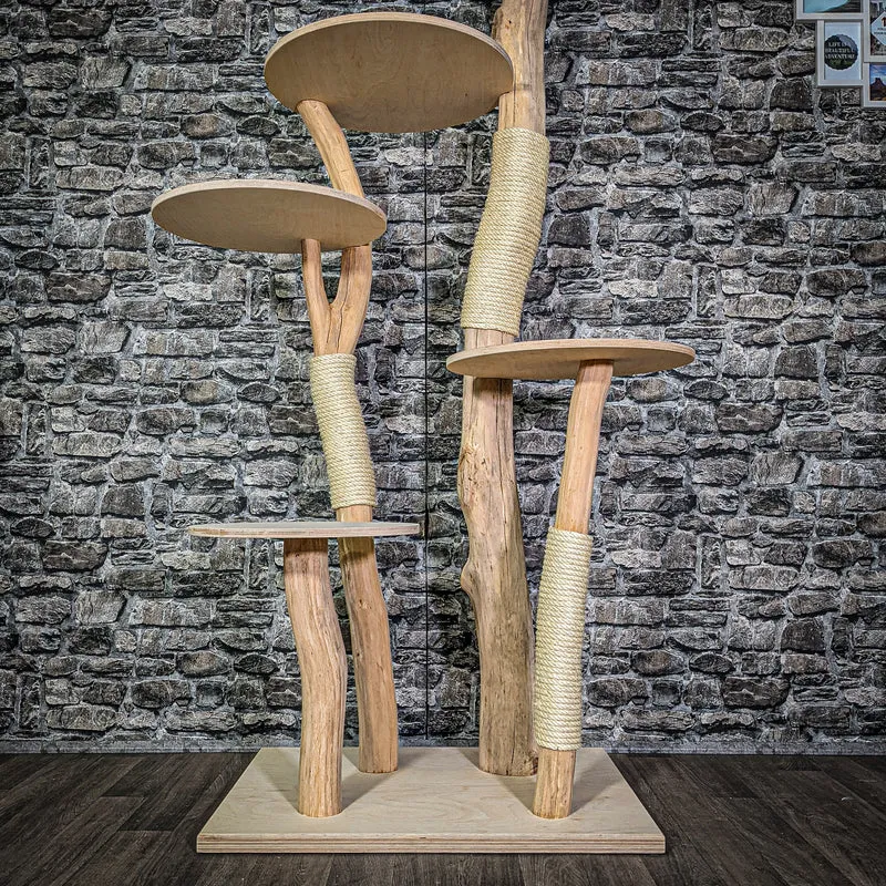 Naturkratzbaum 2999 Kratzbaum Natur Holz Design 175 cm hoch Katzenbaum