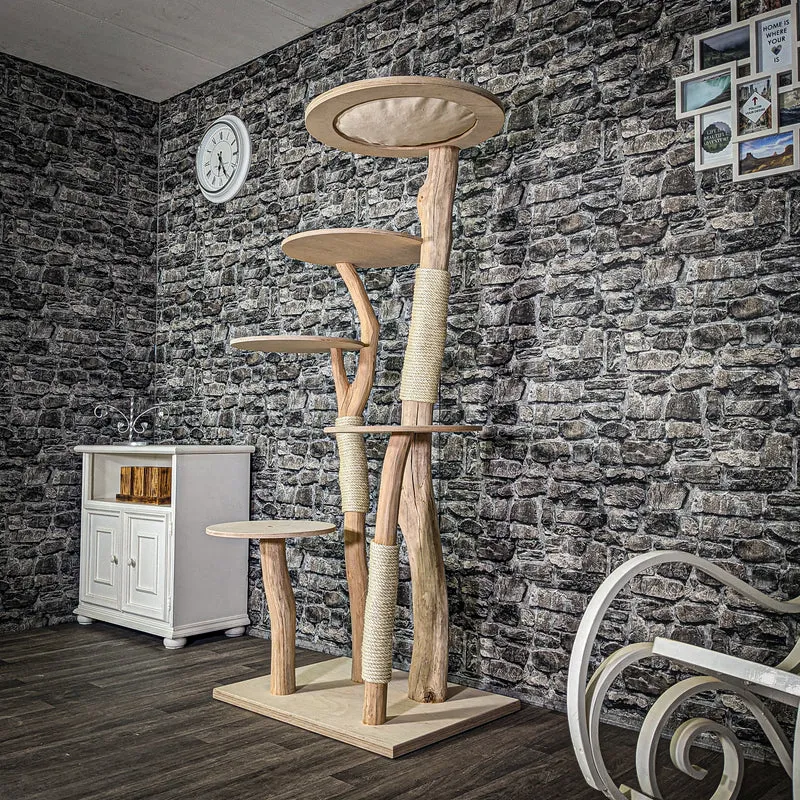 Naturkratzbaum 2999 Kratzbaum Natur Holz Design 175 cm hoch Katzenbaum