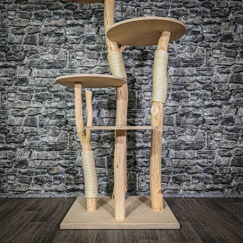 Naturkratzbaum 2998 Kratzbaum Natur Holz Design 145 cm hoch Katzenbaum