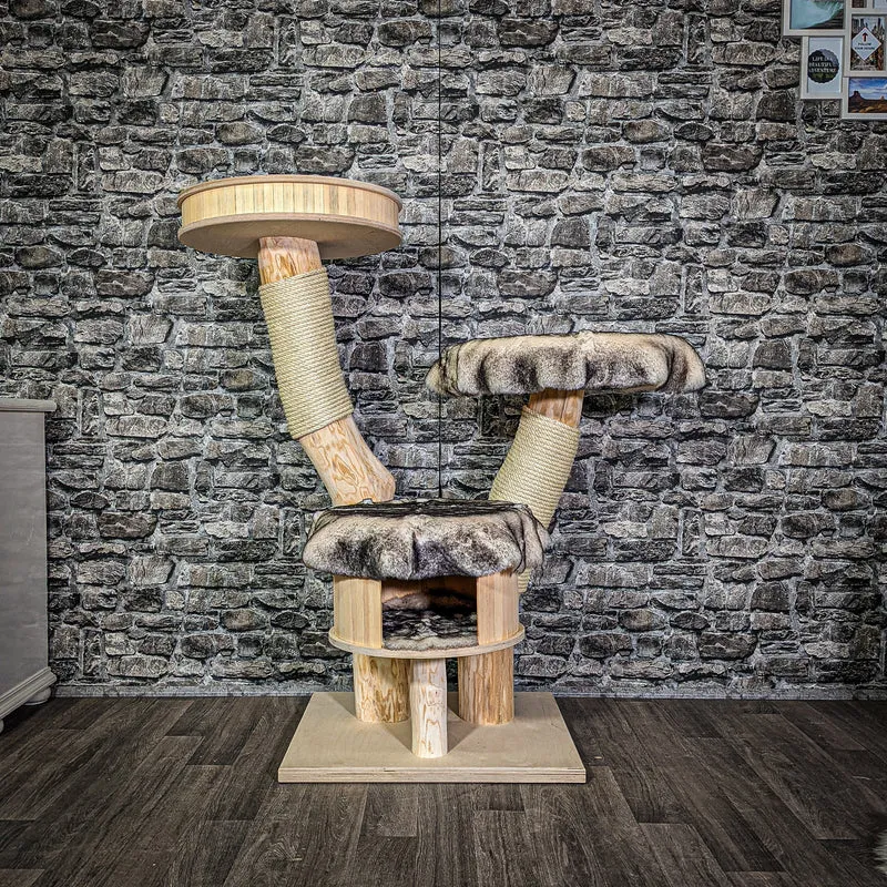 Naturkratzbaum 2996 Kratzbaum Natur Holz Design 123 cm hoch Katzenbaum