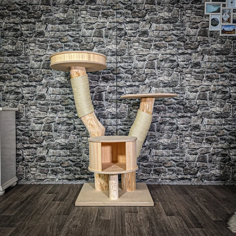 Naturkratzbaum 2996 Kratzbaum Natur Holz Design 123 cm hoch Katzenbaum